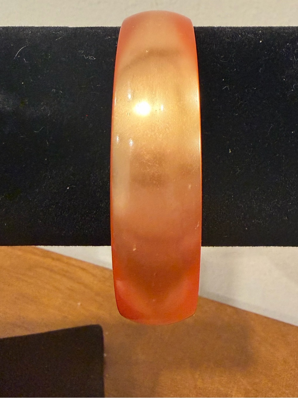 Vintage Orange Frosted Lucite Bangle Bracelet